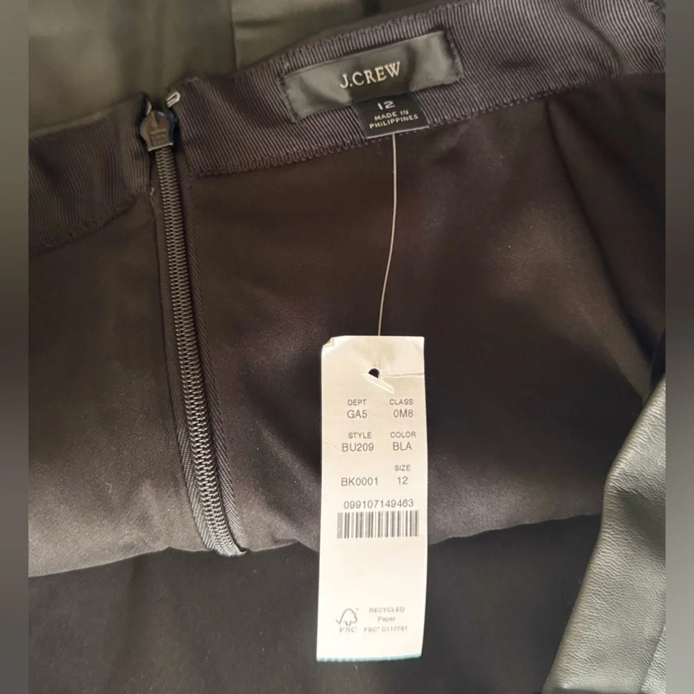 J. CREW 17” Black Faux Leather Mini Skirt